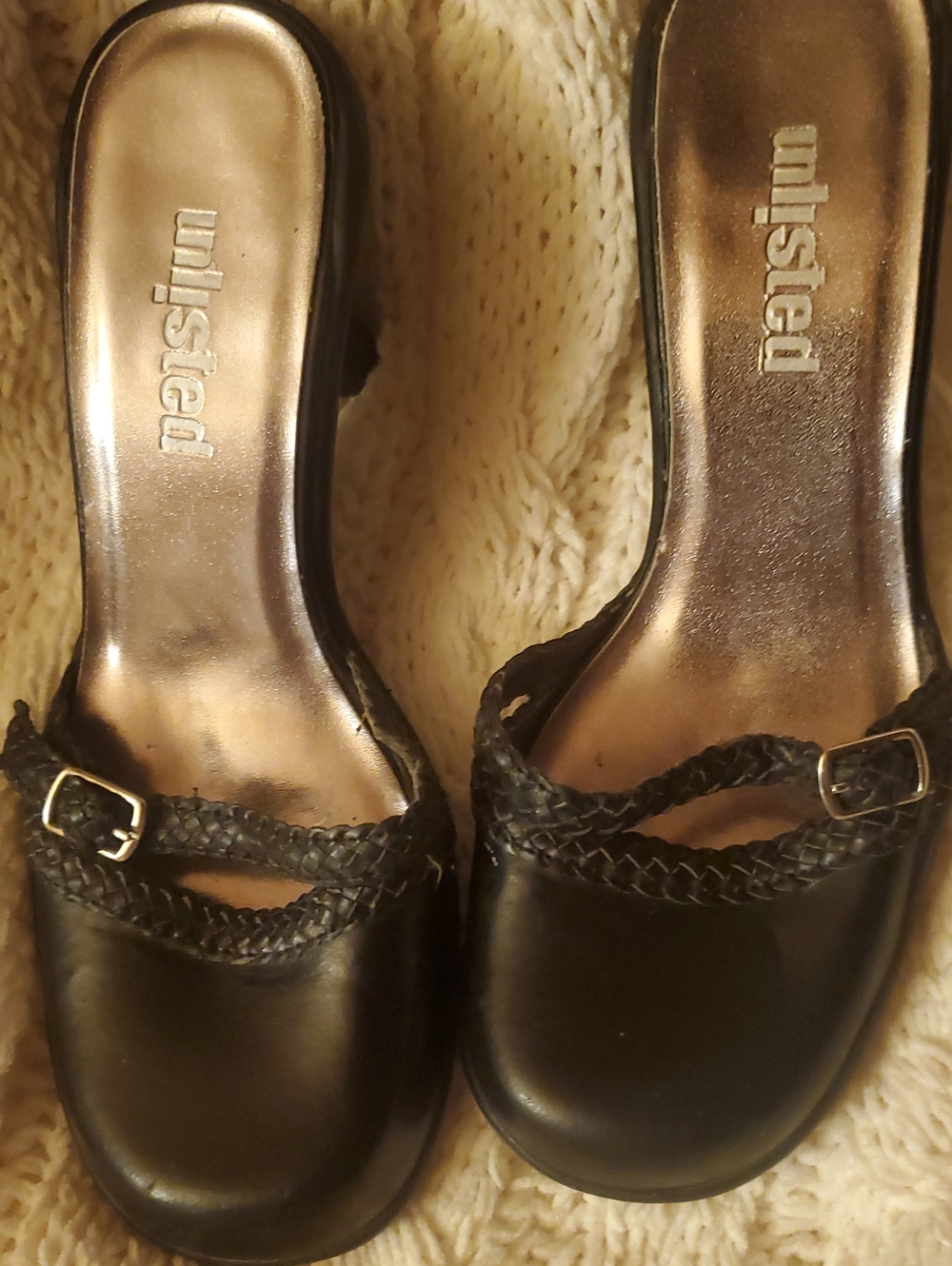 Unlisted Black Braided Strap Slip-On Mules